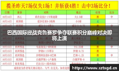 巴西国际迎战克鲁赛罗争夺联赛积分巅峰对决即将上演